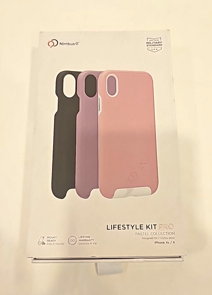 Nimbus9 LifeStyle Kit Case 3 Pack for iPhone XS X Pastel Pink Purple Black Cover