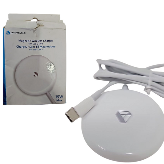 Adreama USB-C Magnetic Wireless Charger Pad 15W Samsung Galaxy S21 Pixel 6 Pro