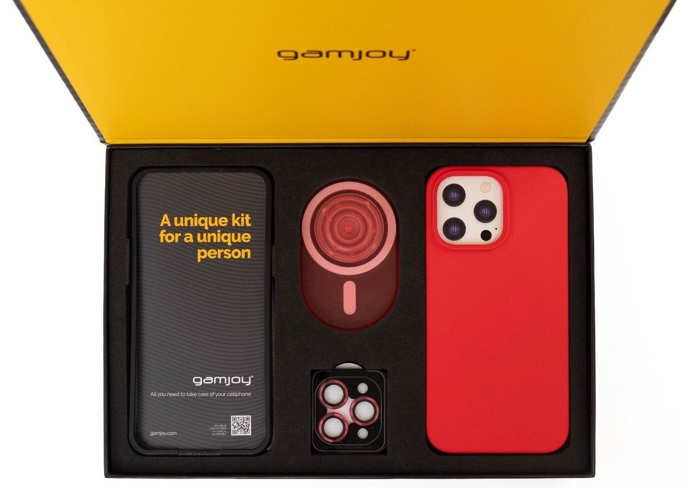 Gamjoy Case Grip Tempered Glass Camera Protector Kit iPhone 15 Pro Max GIFT BOX