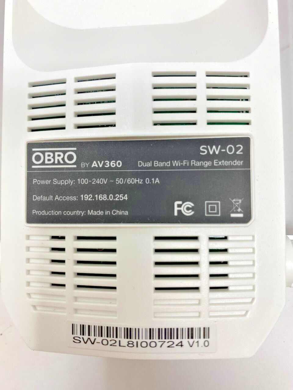 Obro AV360 SW-02 Dual Band Wi-Fi Wifi Range Extender Booster Amplifier 1200Mbps