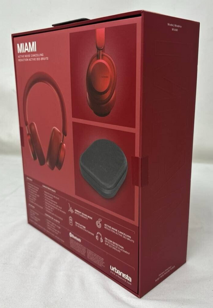 Urbanista Miami Wireless Active Noise Cancelling Headphones Over the Ear Red