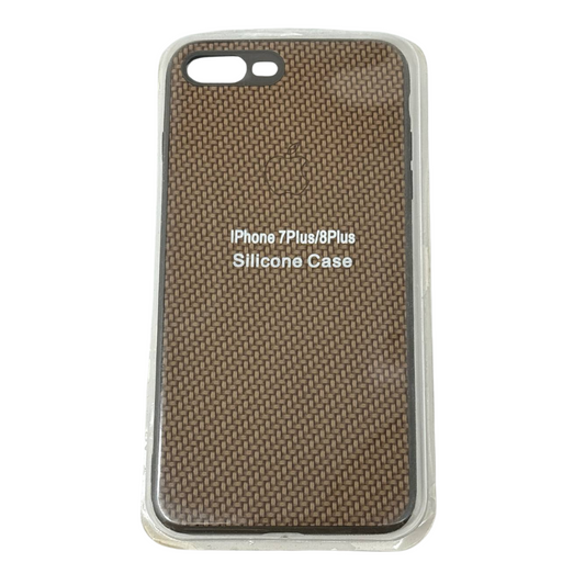 Silicone Case Cover for Apple iPhone 6 7 8 Plus Durable Slim Woven Texture Brown