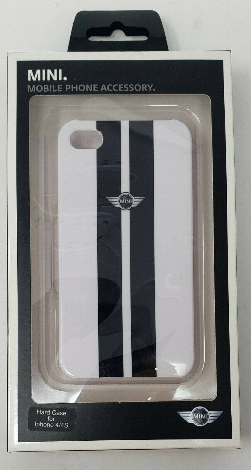 Mini Cooper BMW Hard Case Stripe Racing Cover for iPhone 4 4s Black White Vintag