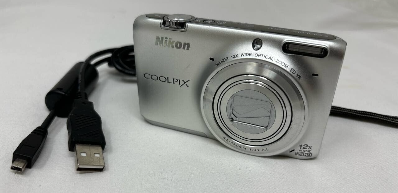 Nikon Coolpix S6500 16 MP Digital Camera 12x Optical Zoom Built In WiFi Silver