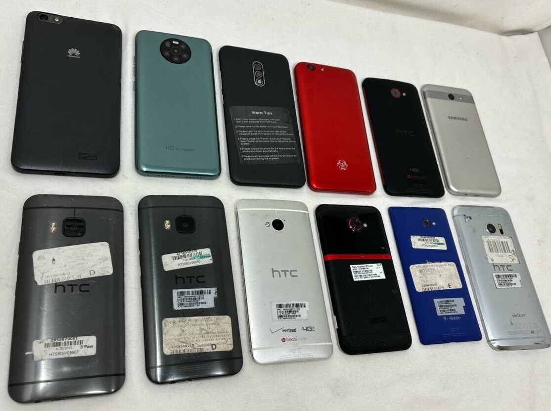 Lot of 12 HTC 10 Droid Evo One M9 Samsung J3 OnePlus 7 H892L WHOLESALE Untested