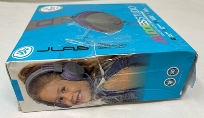 JLab JBuddies Studio On Ear Wired Headphones Kids Volume Control Mic Purple Gray