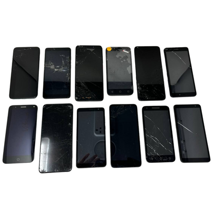 Lot of 12 Alcatel 7 Pop 4 Nokia C100 TCL 30 T-Mobile Revvl 2 Plus Wholesale Used