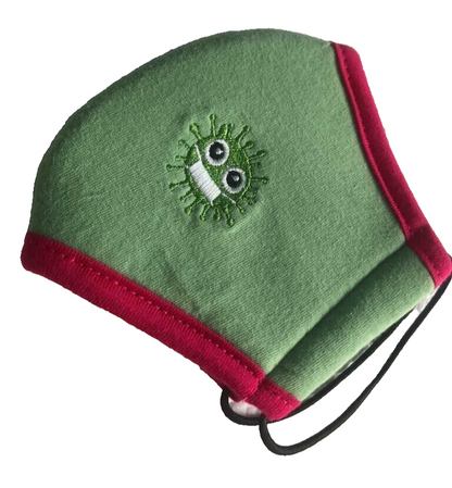Unisex Light Green Red Protective Face Mask For Kids Washable Mouth Cover