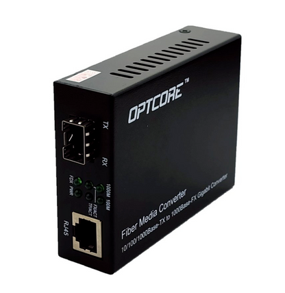 Optcore Media Converter 10/100/1000BASE-T Gigabit Ethernet Switch to SFP Fiber