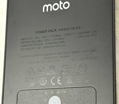 Moto Mod Power Pack Cover Motorola 2.2 mAh For Moto Z Z2 Z3 Z4 Play Black MD100B