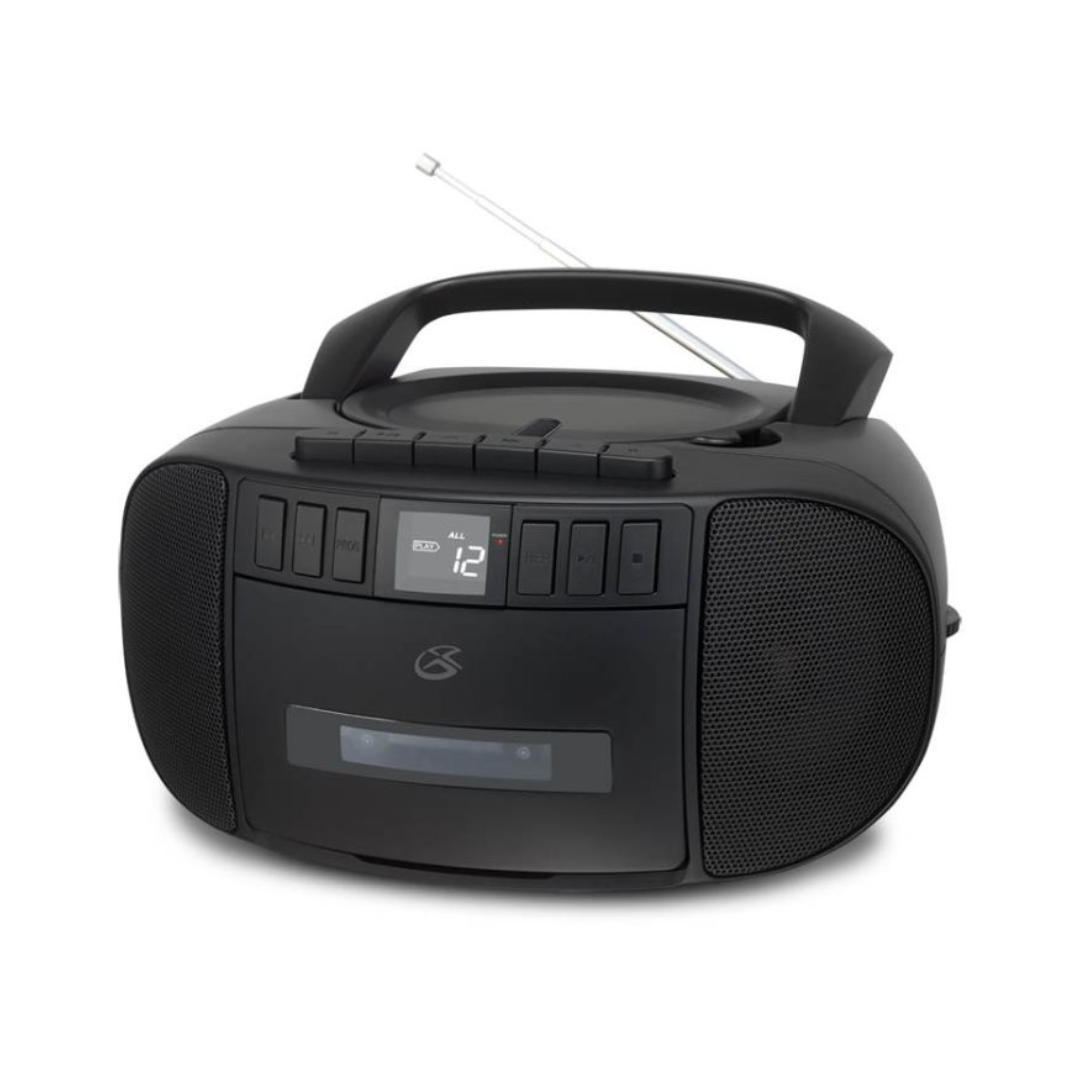 GPX BCA209B Portable Boombox with CD Radio Cassette Player AM FM Black READ