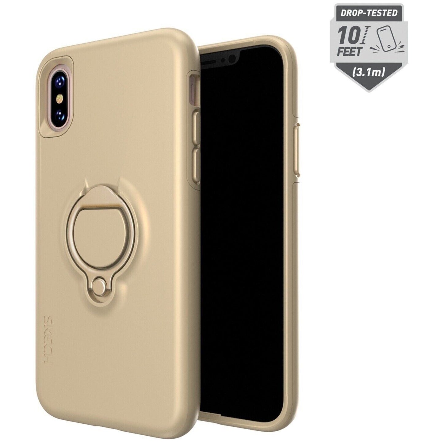 Skech Vortex Protective Case for iPhone X XS Ring Holder and Car Mount Champagne