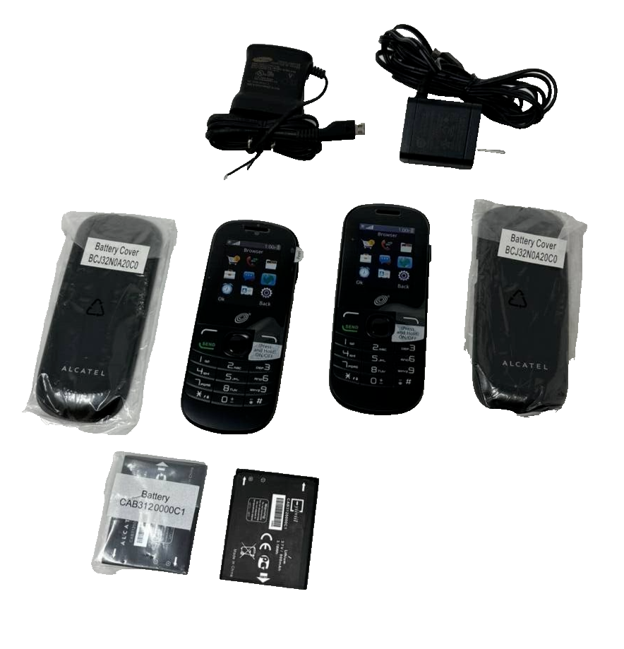 2 Lot Alcatel One Touch A205G Tracfone GSM Cellular Phone Cellphone 1.4" Black