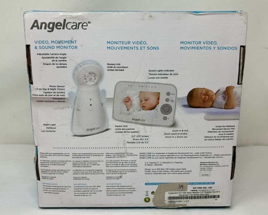 Angelcare Baby Monitor Digital Video Movement Sensor and Camera Color Display