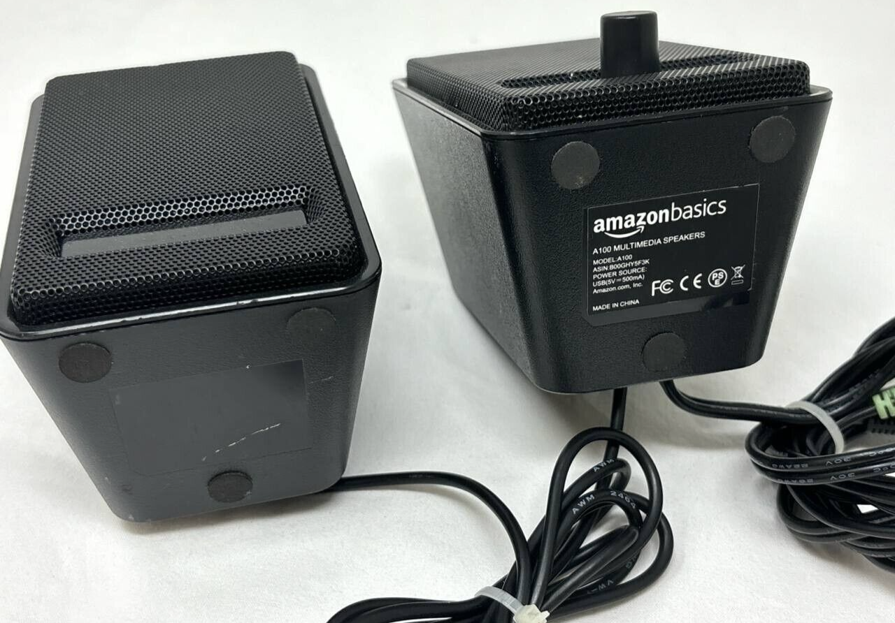 Amazon Basics A100 Multimedia Desktop Speakers USB for Laptop Computer PC