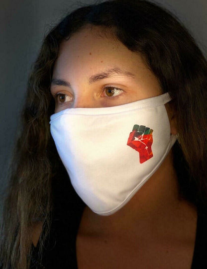 BLM Black Lives Matter Face Mask Dry Fit LGBT African Colors Mouth Cover White