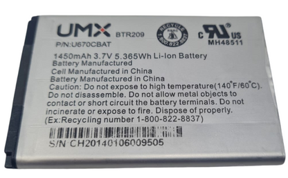 Battery UMX BTR209 For Unimax PCD U670C U670CBAT U670 1450mAh Genuine