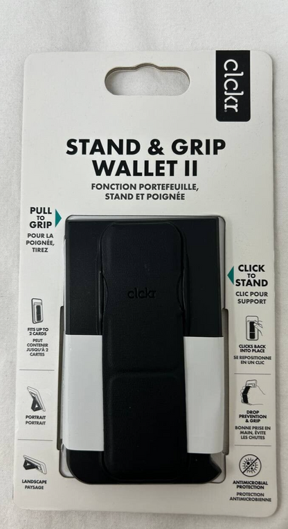 CLCKR Universal Slim Stand and Phone Wallet Adhesive 2 Card Holder Finger Grip