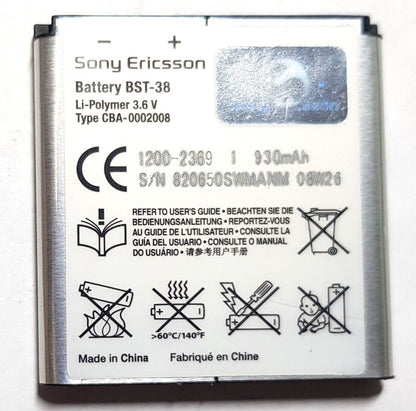 Battery BST-38 For Sony Ericsson S500 T303 T650 T650 T658 C905 K850 930mAh OEM