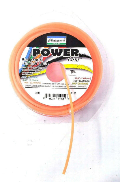 Shakespeare Power Line Residential Trimmer Line 0.095" 2.40mm 40Ft or 12M Orange