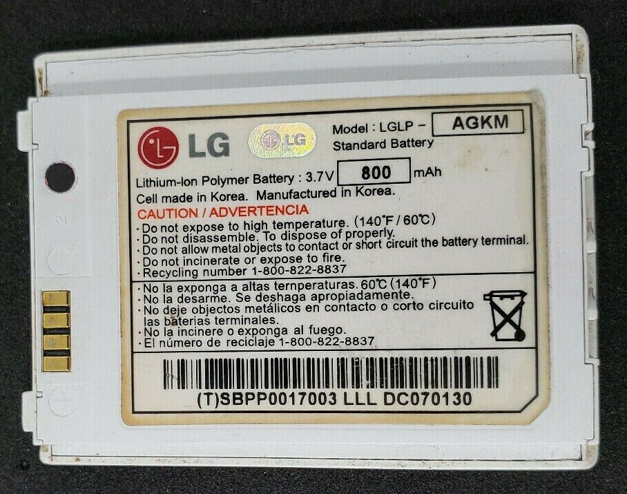 Battery LGLP-AGKM 800mAh For LG Chocolate VX8500 OEM Original White Standard