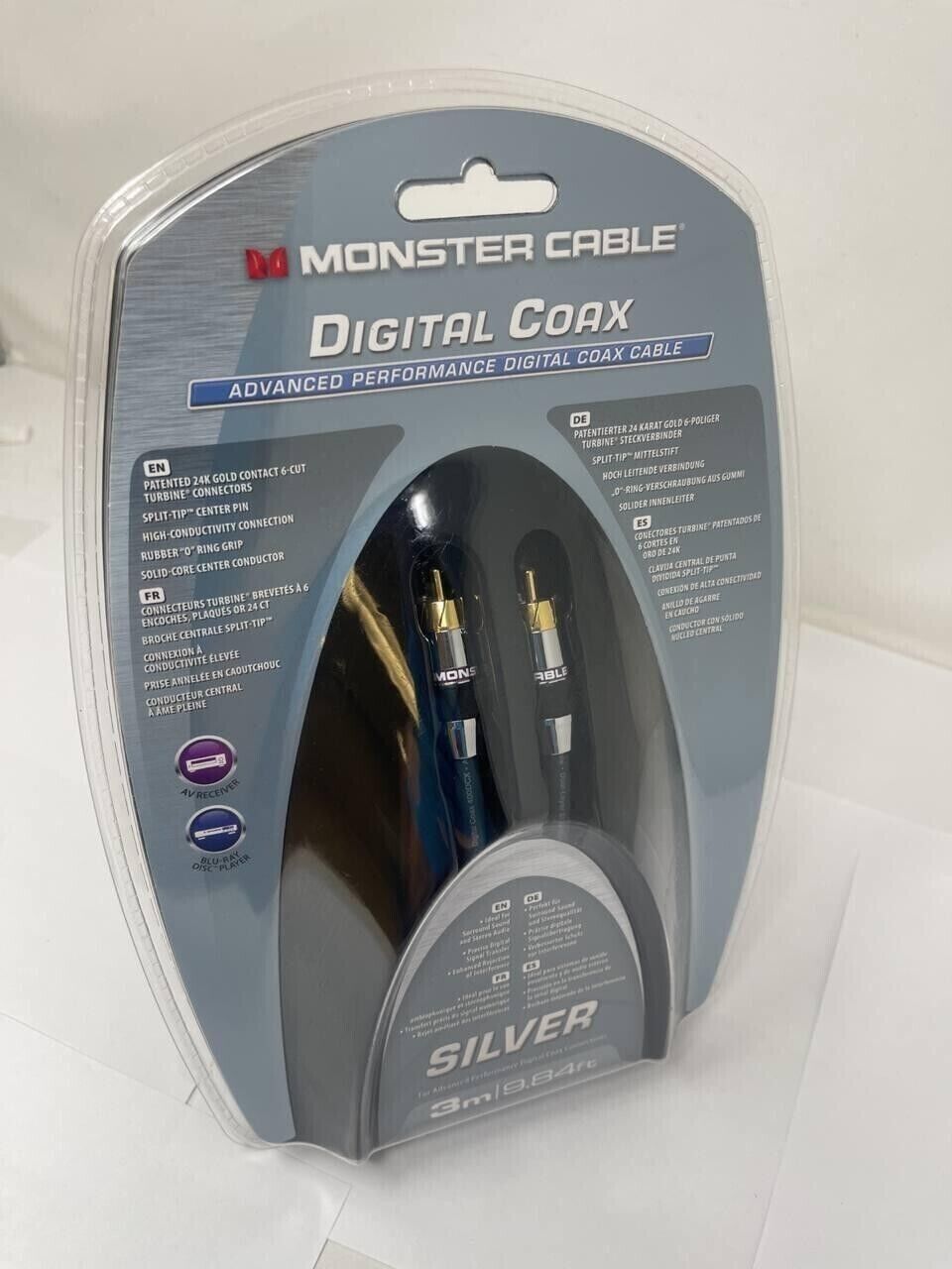 Monster Digital Coax Cable Advanced Performance 9.84ft Audio Fidelity Silver