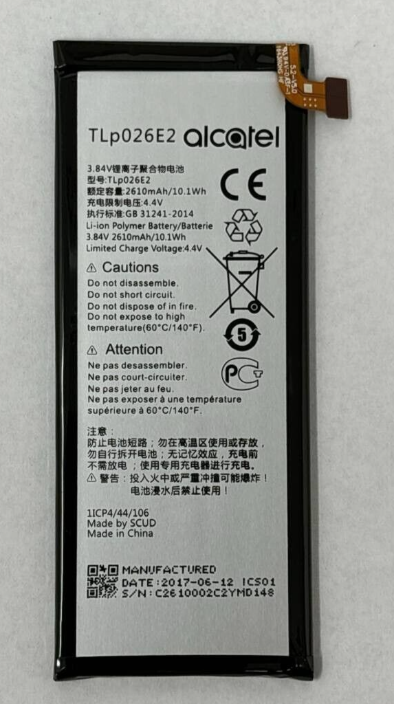 Battery TLp026E2 for Alcatel Idol 4 6055U Cricket Smartphone 10.1W 3.84V Origina