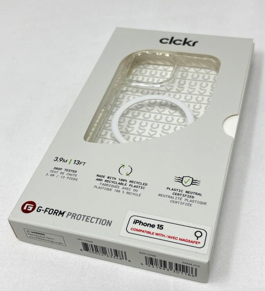 Clckr G-Form Diamond Magsafe Case for Apple iPhone 15 6.1" Clear High Impact