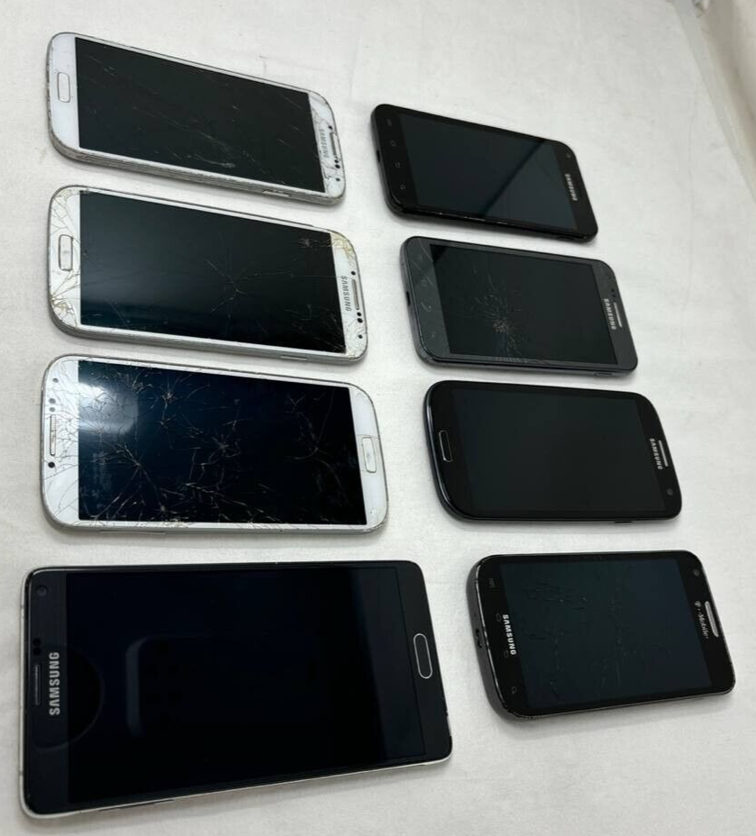 Lot of 8 Phones Samsung Galaxy S2 S3 S4 Note 4 AMOLED 5" Android 13MP UNTESTED