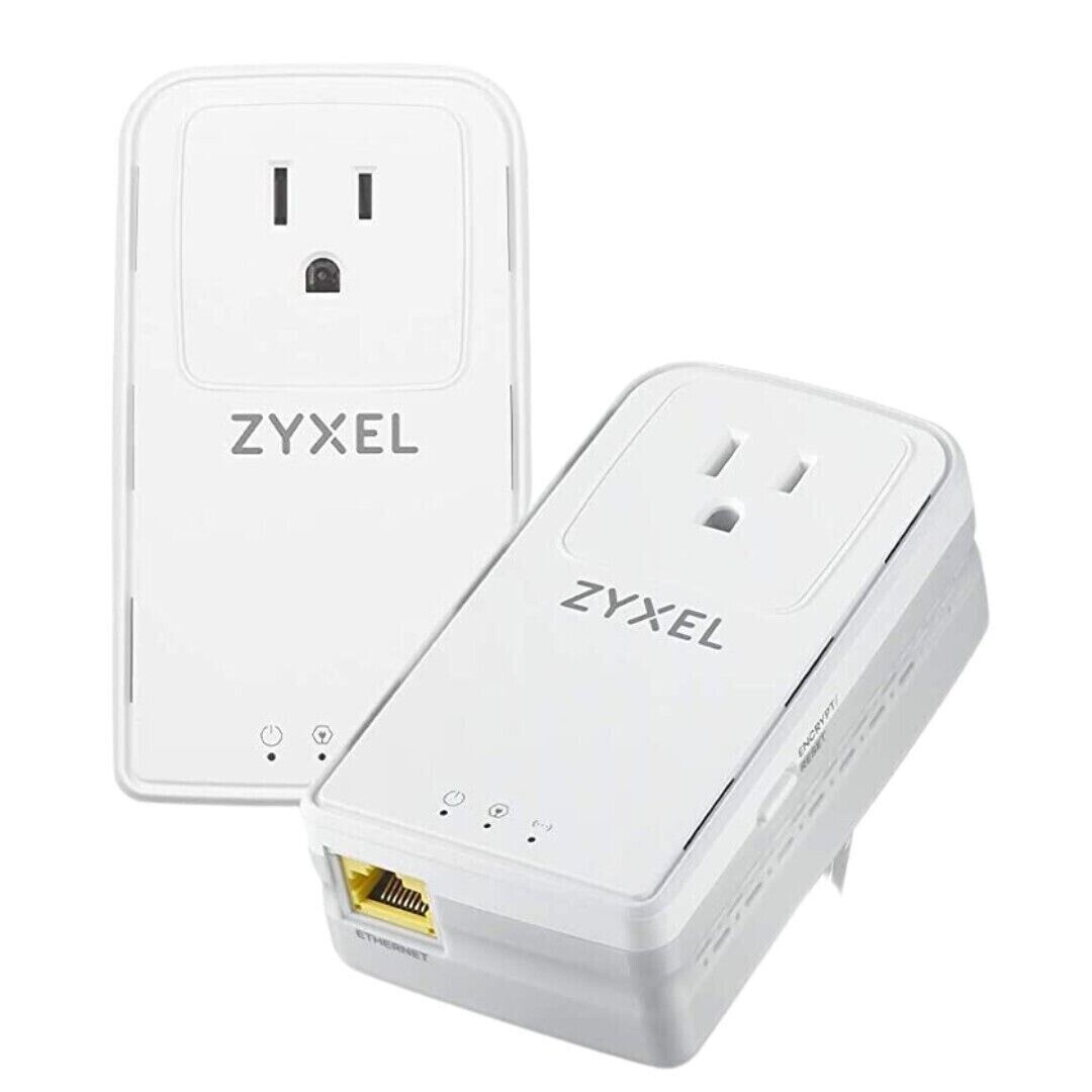 2 Kit Zyxel G.hn 2400 Powerline Pass Thru Plug and Play Gigabit Ethernet Adapter