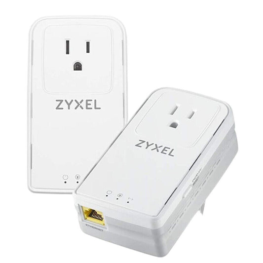 2 Kit Zyxel G.hn 2400 Powerline Pass Thru Plug and Play Gigabit Ethernet Adapter