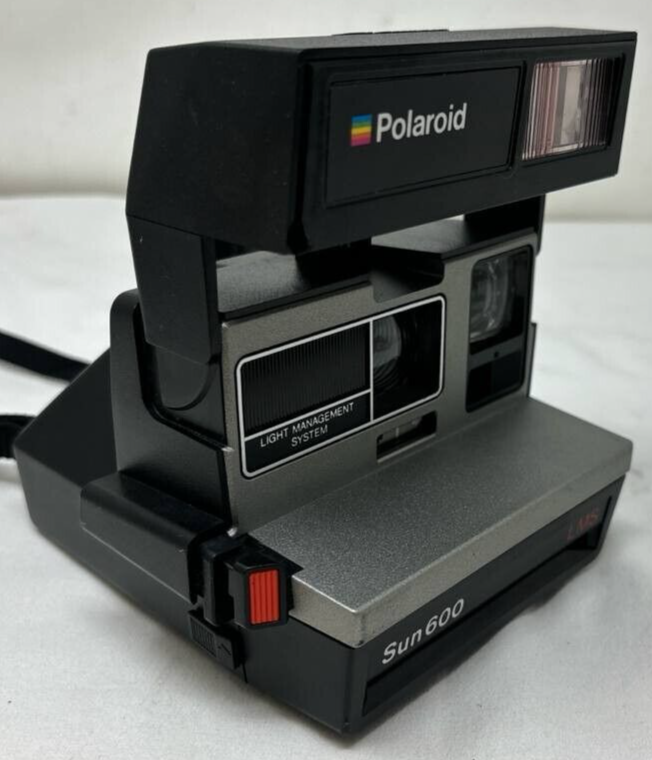 Vintage Polaroid Camera Sun 600 LMS Instant Film Flash Cam with Strap Vintage