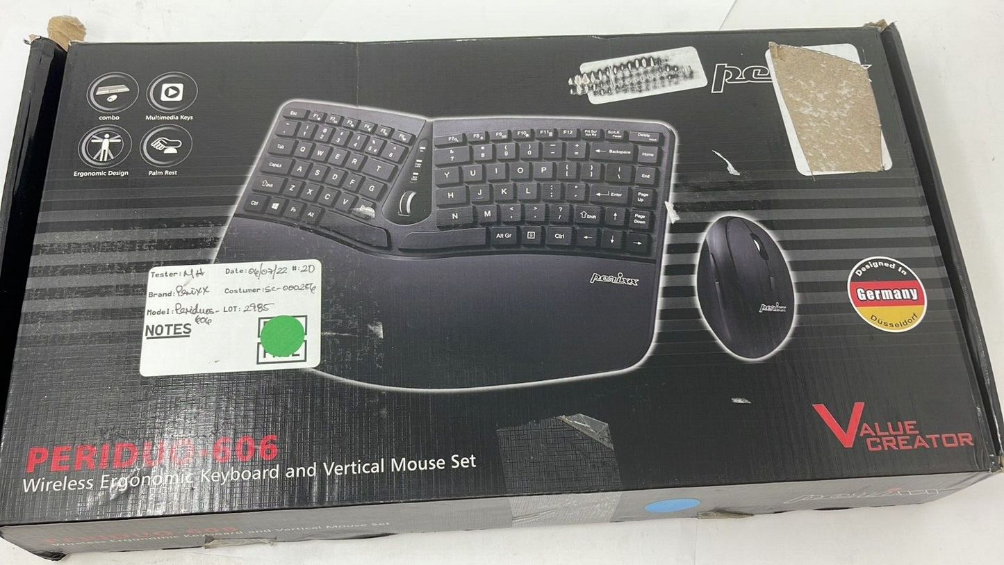 Perixx Wireless Slim Ergonomic Full Size Keyboard and Vertical Mouse Set Combo