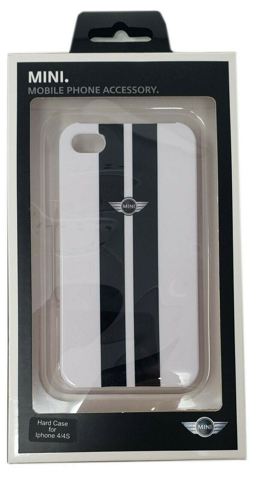 Mini Cooper BMW Hard Case Stripe Racing Cover for iPhone 4 4s Black White Vintag