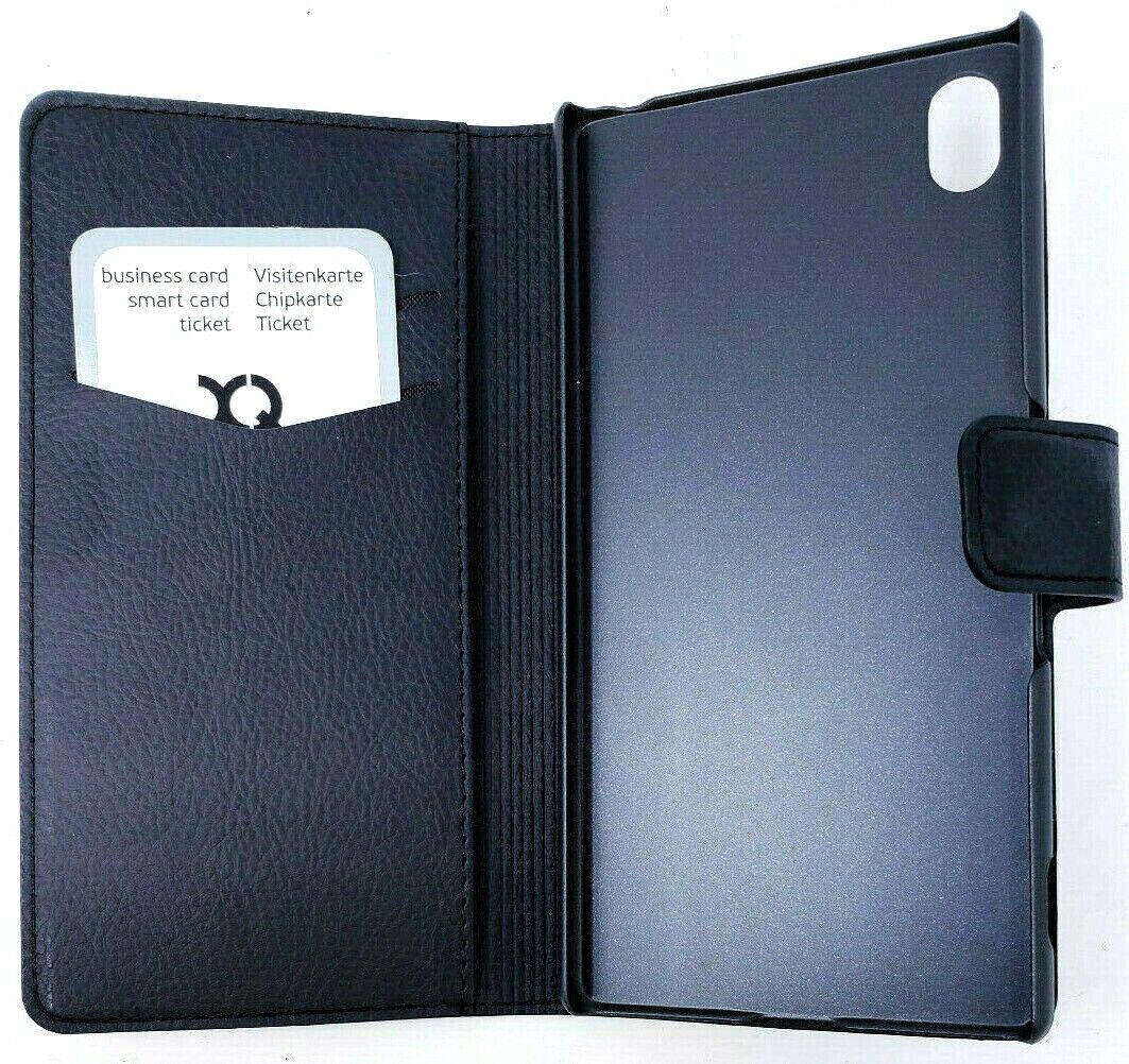 Xqisit Black Slim Wallet Case For Sony Xperia Z4 Z3 + Book Folio Cover Cards