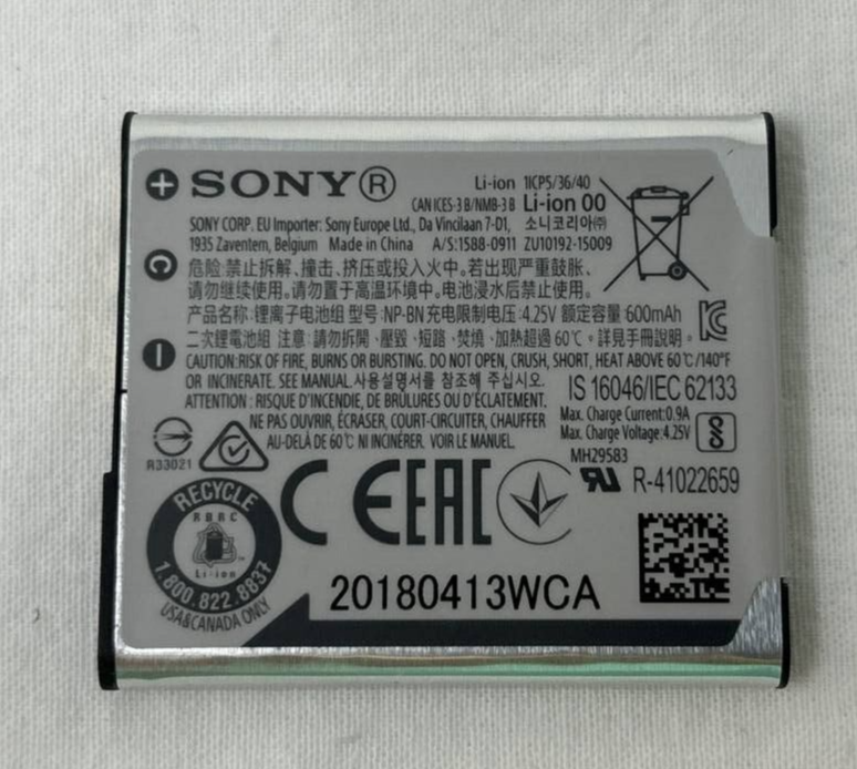 Sony NP-BN Rechargeable Battery for Camera DSC-J20 DSC-QX10 DSC-QX100 DSC-QX30