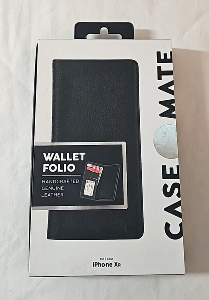 Case Mate Wallet Folio Black Case iPhone XR Leather Cover Card ID Holder