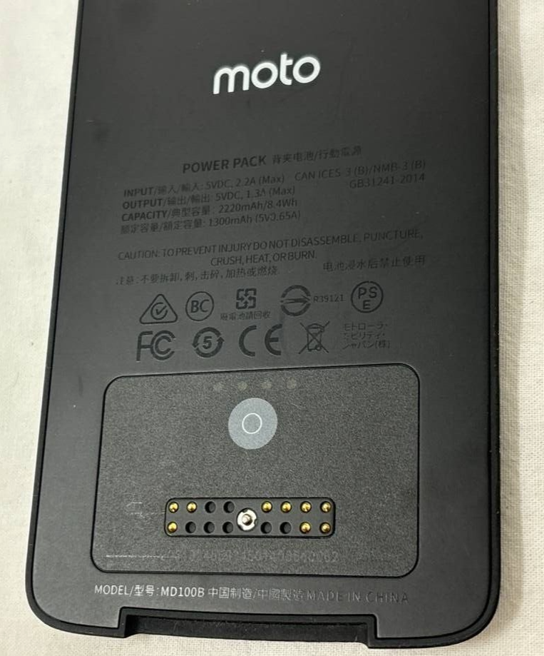 Moto Mod Power Pack Cover Motorola 2.2 mAh For Moto Z Z2 Z3 Z4 Play Black MD100B