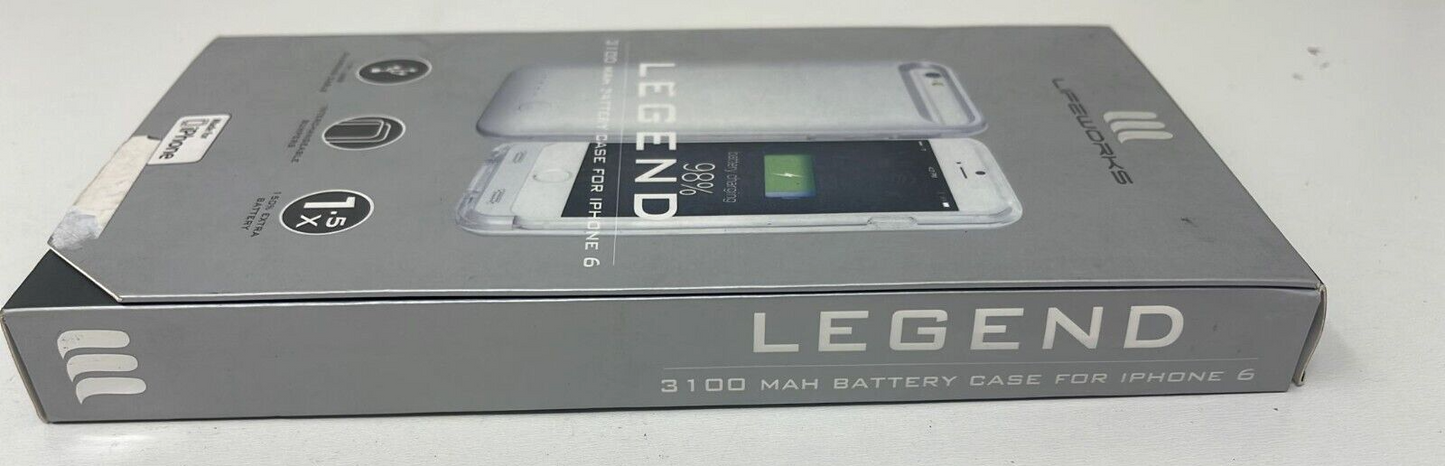 Lifeworks Legend 3100 mAh External Battery Charging Case IPhone 6 6s Silver