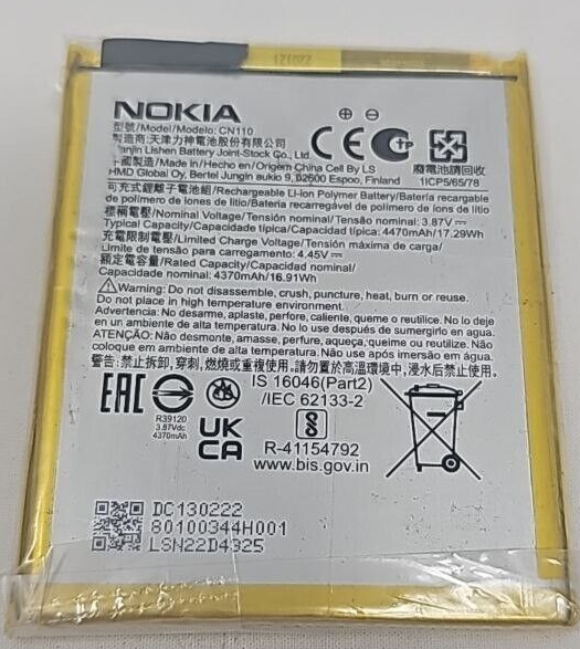 Battery CN110 Replacement For Nokia X100 X20 TA-1341 X10 TA-1350 5G 4370mAh 3.8V