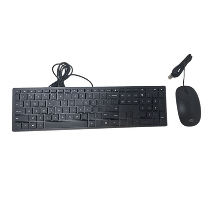 HP Combo Wired USB Slim Keyboard QWERTY and Mouse Set for Desktop PC Laptop