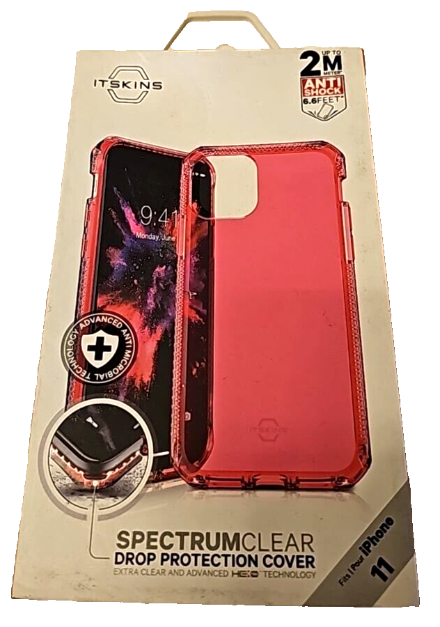 Itskins Spectrum Hard Case for Apple iPhone 11 Shockproof Cover Clear Coral Pink