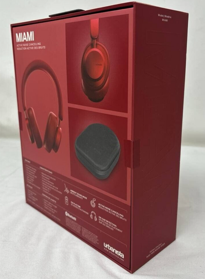 Urbanista Miami Wireless Active Noise Cancelling Headphones Over the Ear Red