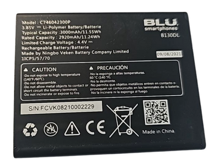 Battery C746042300P for BLU View 2 B130DL B131DL 3000mAh Original  Genuine