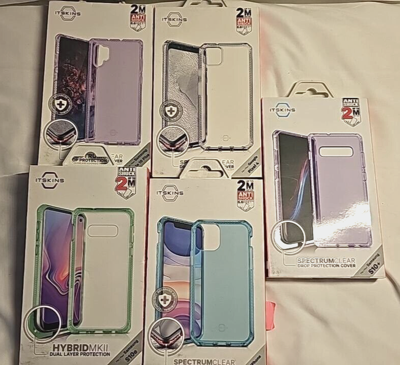 Lot of 5 Itskins Cases for Galaxy Note 10 + S10e S10 + iPhone 11 Google Pixel 4