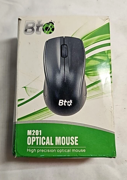 BTO M201 Ergonomic Optical Mouse USB Wired High Precision Black for Gaming Home