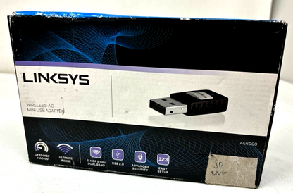 Linksys AE6000 Wireless AC Mini USB 2.0 Adapter Dual Band 5Ghz Internet Network