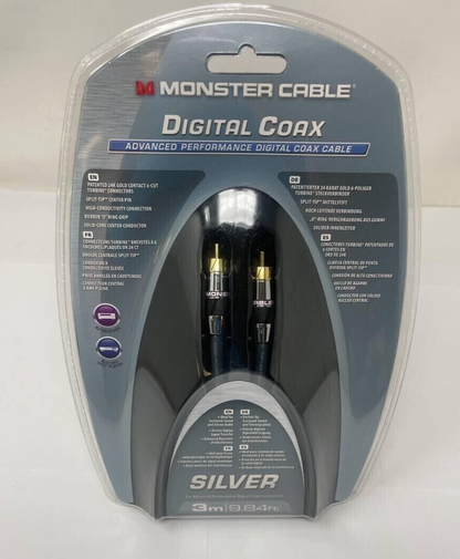 Monster Digital Coax Cable Advanced Performance 9.84ft Audio Fidelity Silver