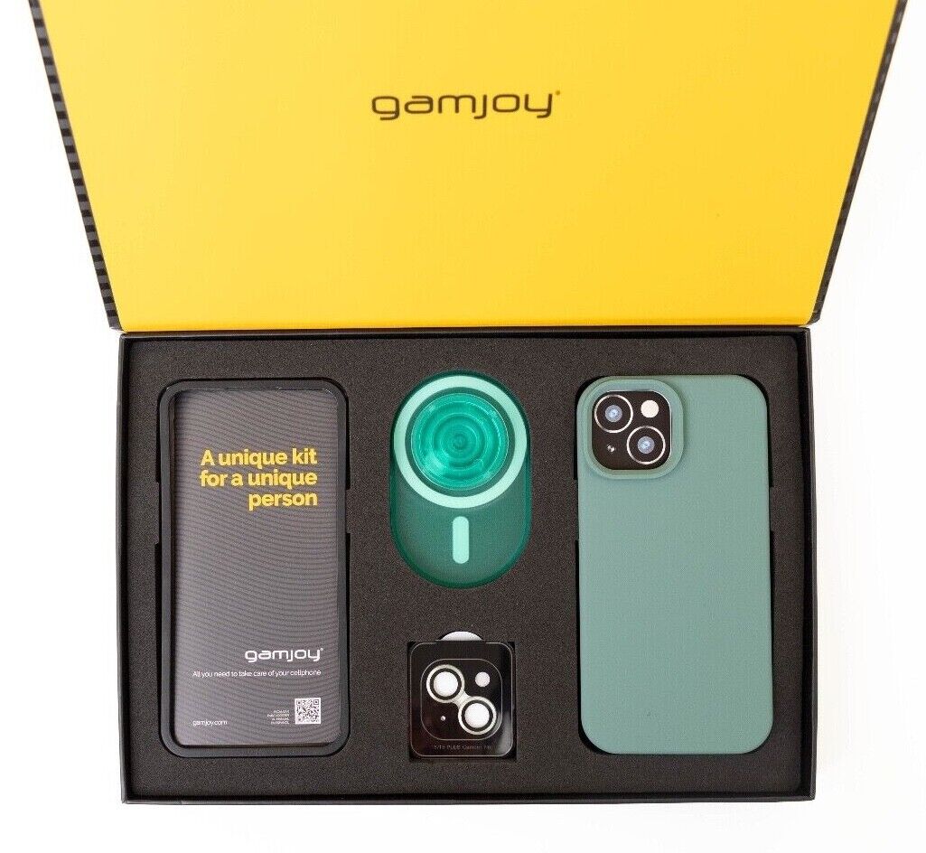 Gamjoy Case Grip Stand Tempered Camera Glass Kit iPhone 15 6.1 inch GIFT BOX