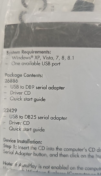 C2G USB to DB9 RS232 Serial Adapter Cable 5ft for Windows Vista XP Windows 7